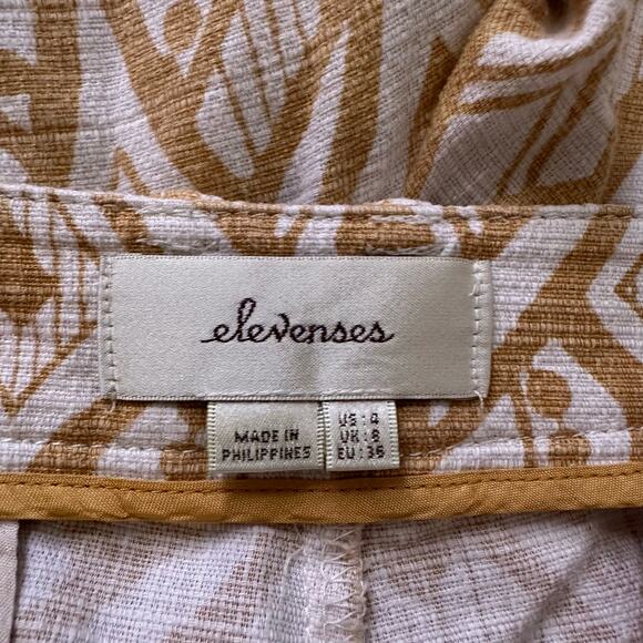 Elevenses Anthropologie cream & yellow print shorts size 4 - Picture 4 of 11